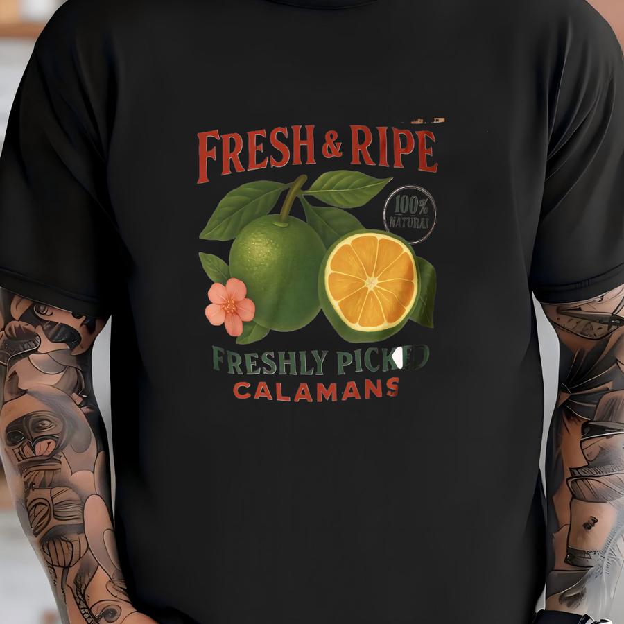 Fresh Ripe Calamansi Fruit Vintage Style Shirt | Offdanforth Essentials Collection Plant Lovers Tee T-shirt