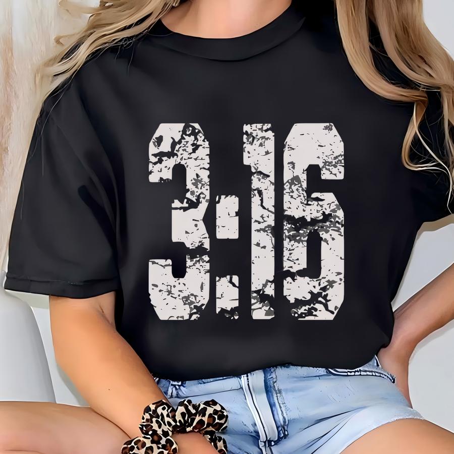 Christian Shirts For Men John 316 Graphic Tee Christian Apparel Oversized Tee Jesus Shirt Bible Verse Christian Tee 3 16 T-shirt