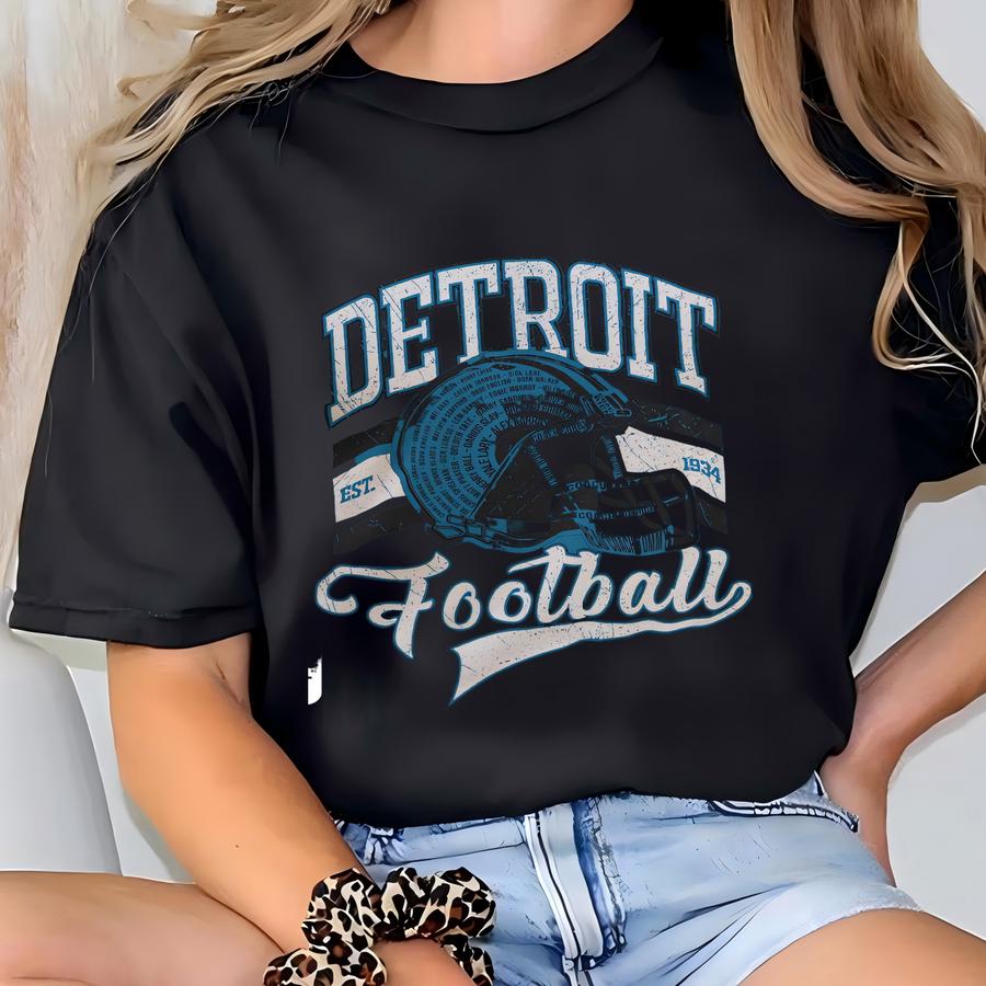 Vintage Detroit Football Shirt: Retro Helmet, Est. 1934 Tee, Sweatshirt, Hoodie T-shirt