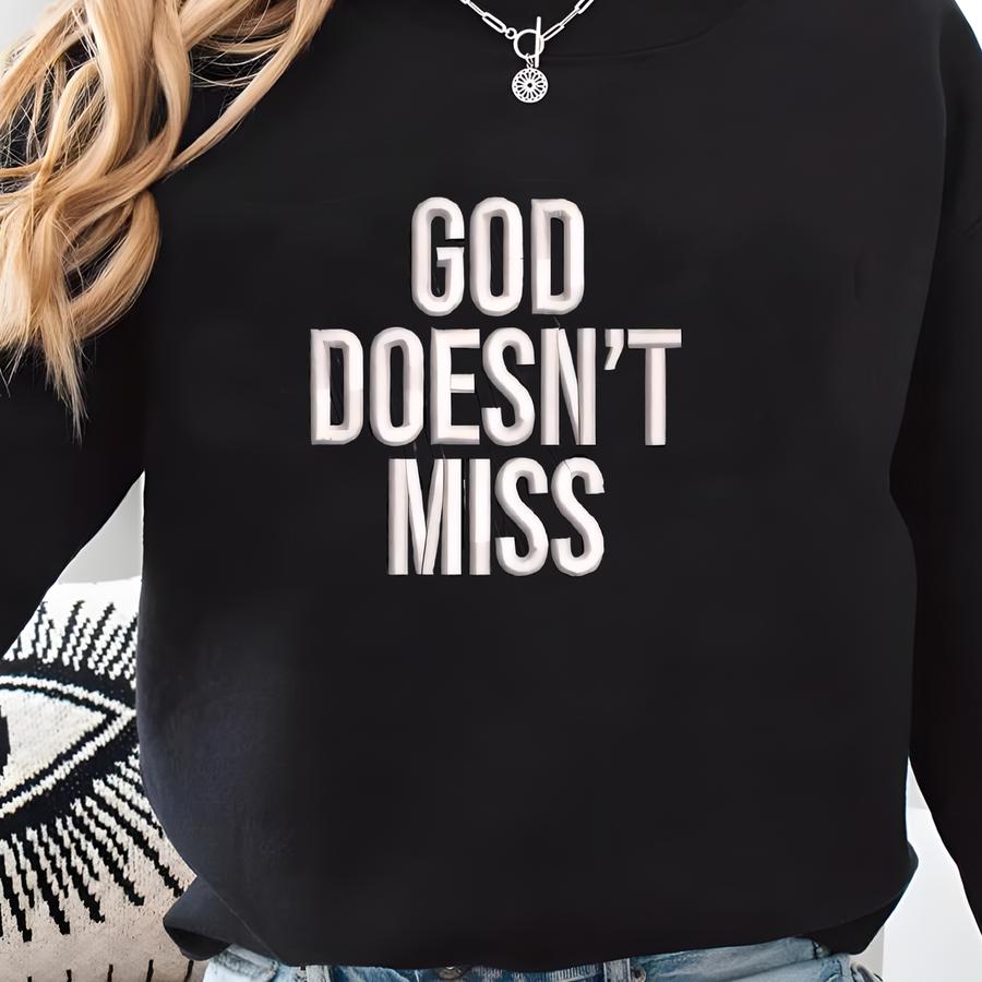 God Doesn’t Miss Cap – Christian Faith Cap, Jesus Inspired Dad Hat, Inspirational Bible Quote, God’s Plan Minimalist Hat Sweatshirt