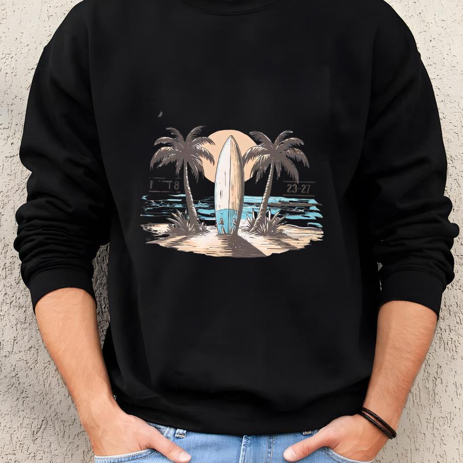 Retro Christian T-shirt: Wind And Waves Beach Surfboard Design Sweatshirt