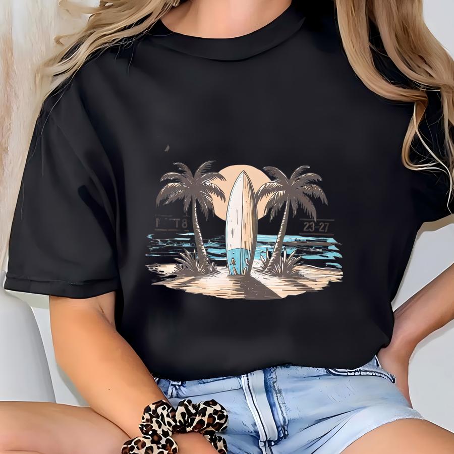Retro Christian Hoodie: Wind And Waves Beach Surfboard Design T-shirt