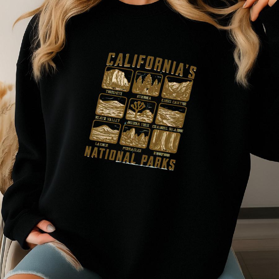 California's National Parks T-shirt Sweatshirt Hoodie, Vintage California Travel Souvenir, Nature Lovers Gift, Outdoors Hiking Adventure Tee Sweatshirt