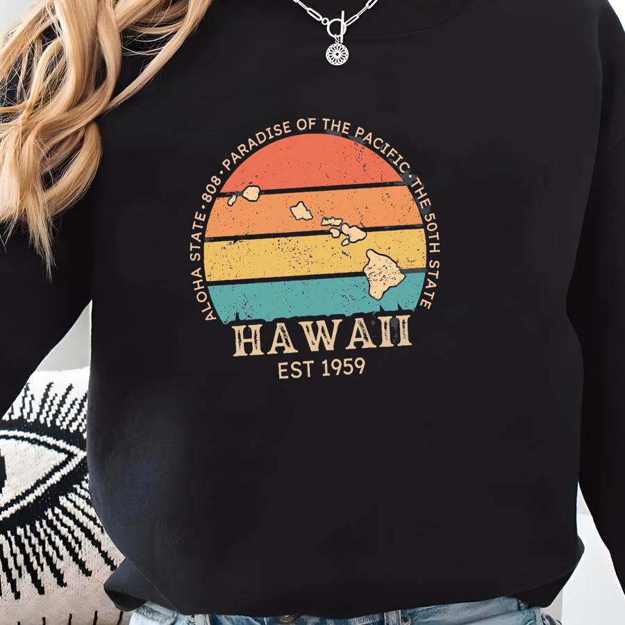 Hawaii T-shirt: Retro Sunset Graphic Tee, Long Sve, Youth Sizes Sweatshirt