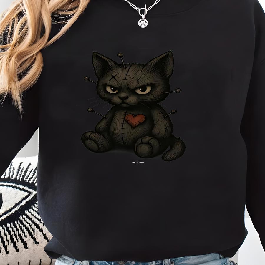 Black Gothic Cat Mummy Halloween Sweatshirt, Cat Halloween Sweatshirt, Ghost Cat Shirt, Halloween Sweater, Mummy Cat, Cat Lover Shirt, Cat Sweatshirt