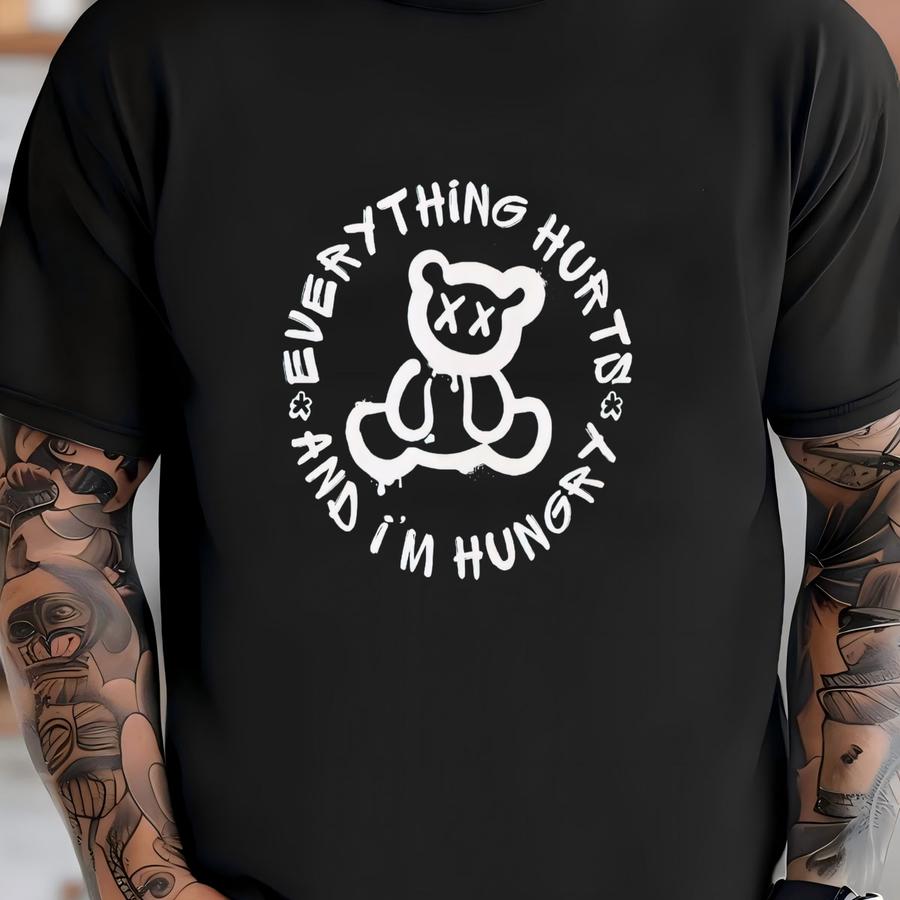 Everything Hurts And I'm Hungry Shirt, , Funny Pump Cover, Gym Lover Gift, Fitness, Weightlifting Gift, Workout Clothes T-shirt