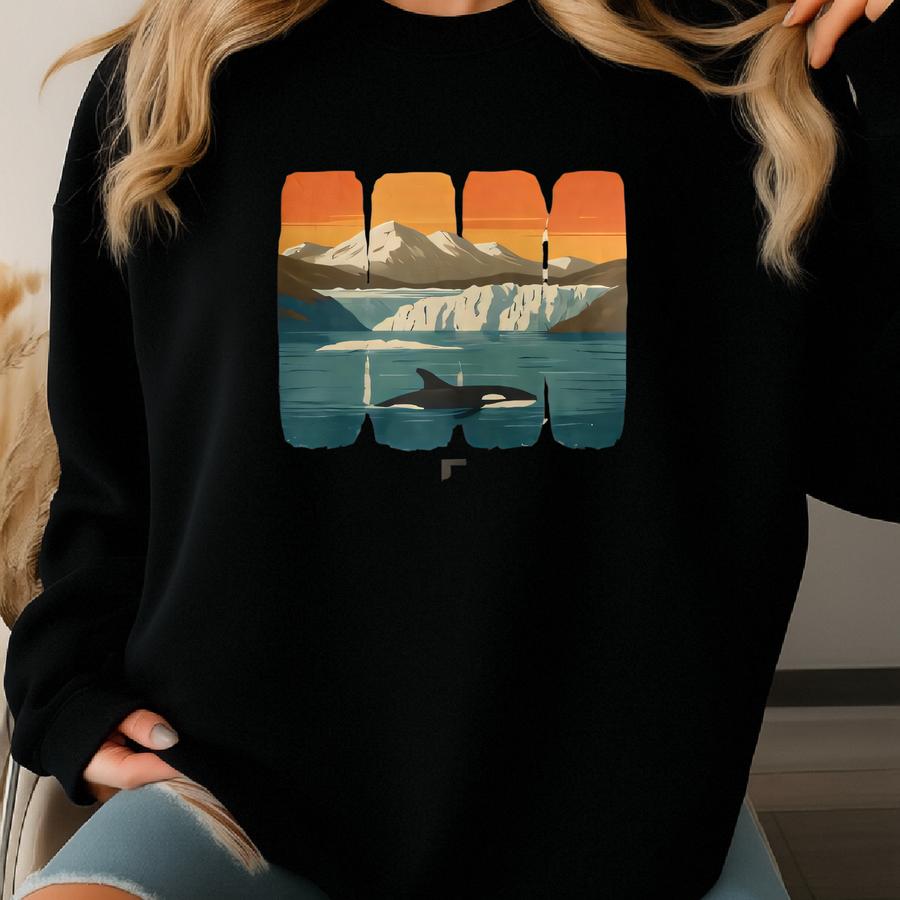 Glacier Bay National Park Shirt Sweatshirt Hoodie, Alaska Orca Glacier Tee, Nature Travel Gift, Retro Wildlife T-shirt, Outdoors Lover Top Sweatshirt