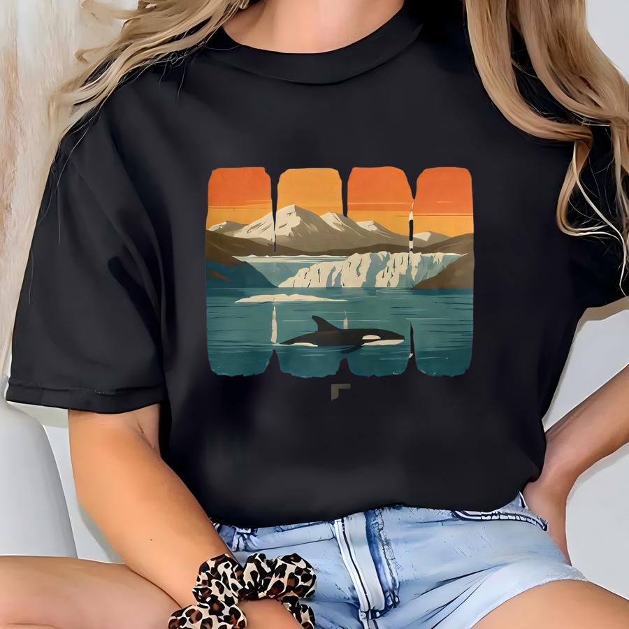 Glacier Bay National Park Shirt Sweatshirt Hoodie, Alaska Orca Glacier Tee, Nature Travel Gift, Retro Wildlife Hoodie, Outdoors Lover Top T-shirt