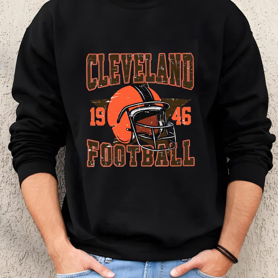 Vintage Cleveland Football Tee Or Sweatshirt: Retro Game Day Outfit Sweatshirt