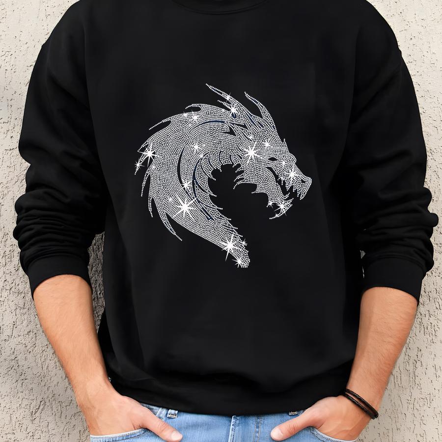 Rhinestone Dragon T-shirt: Gothic Festival Statement Top Sweatshirt