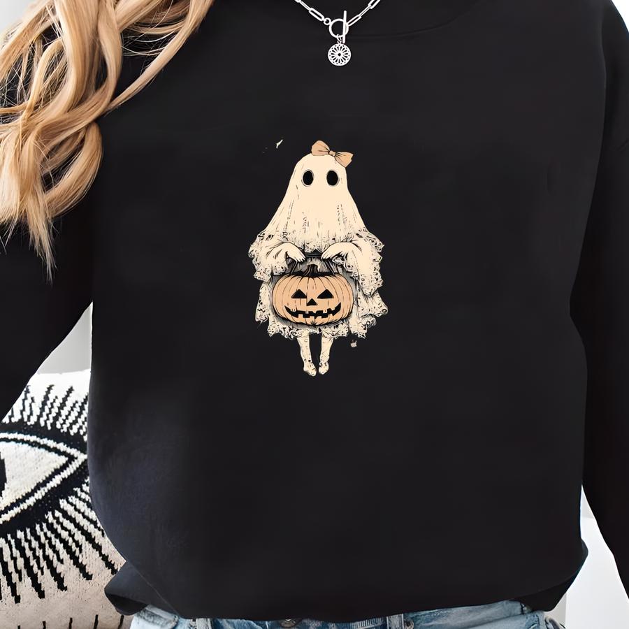 Halloween Lace Ghost Sweatshirt, Retro Halloween Ghost Hoodie, Pumpkin Ghosts Sweatshirt, Spooky Ghost Hoodie, Bogey Dog Sweatshirt Sweatshirt