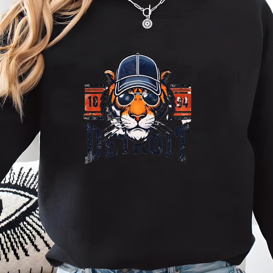 Detroit Baseball Vintage Mascot Tee, Gameday Tiger Tailgate Shirt, Detroit Mascot Spirit Animal, Detroit Apparel Kids, Tigers Fan Gear Shirt Sweatshirt
