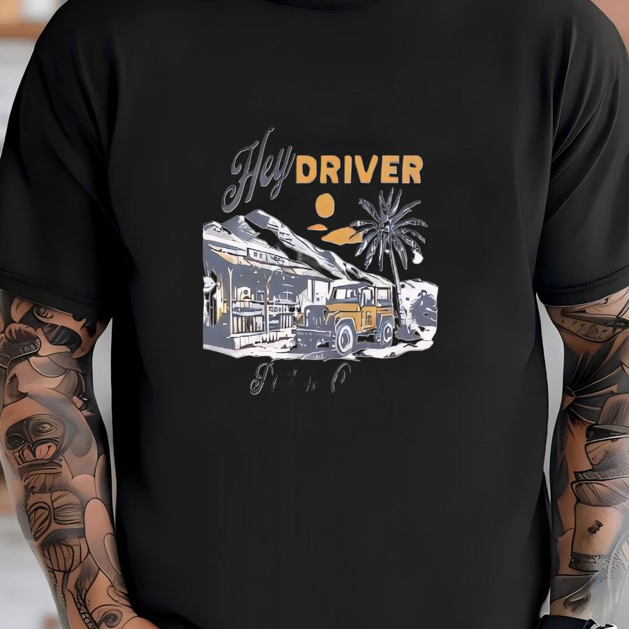 Hey Driver Women’s Fitted Racerback Tank Top, Pull On Over, Concert Tank, Festival Top T-shirt