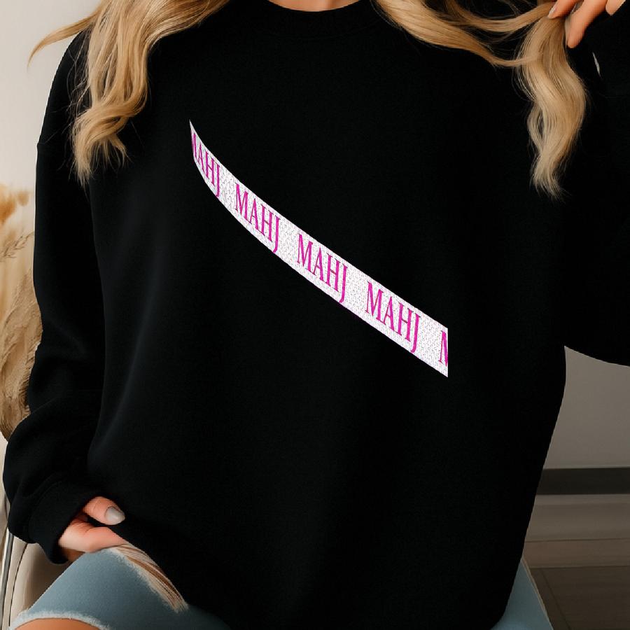 Mahjong Tile: Hot Pink Canvas Pouch - Sweatshirt