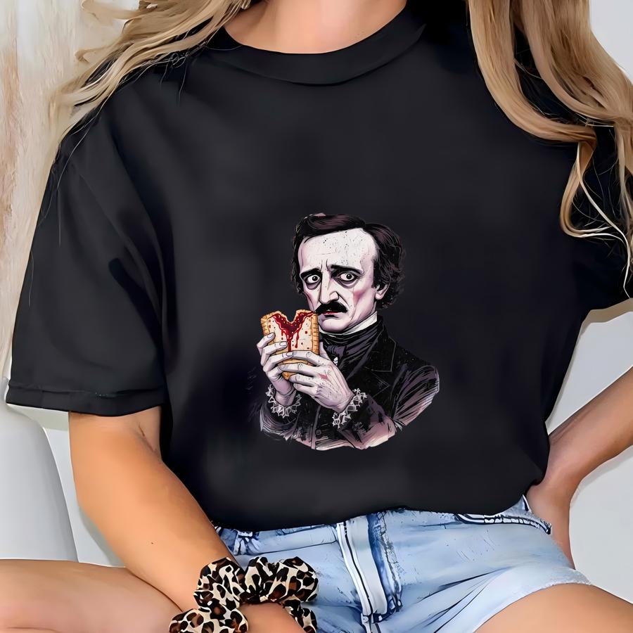 Funny Edgar Allan Poe Hoodie | Halloween Puns Shirt | Retro Bookish Fall Tee | Vintage Spooky Season Shirt | Book Lover Gift T-shirt