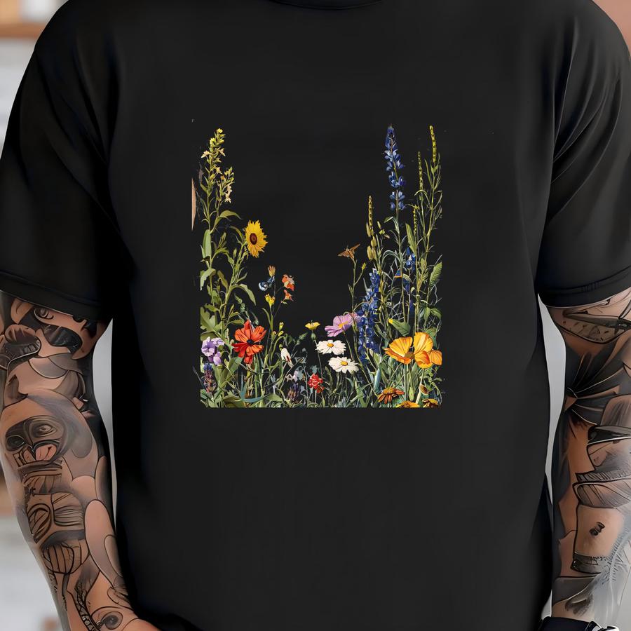 ® Shirt, Free Wild Flowers Floral Border Shirt, Nature Lover Gift, Botanical Shirt, Wildflower Hoodie, Flower Shirt, Plant T-shirt
