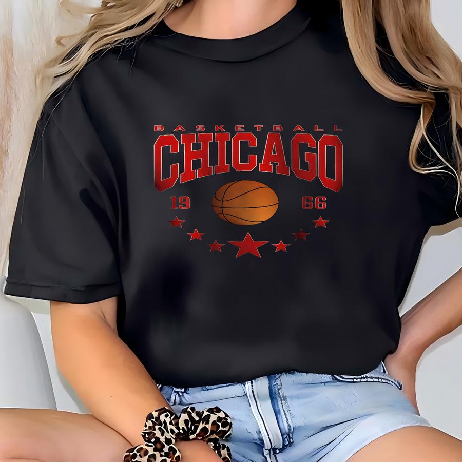 Chicago Basketball Sweatshirt, Retro Style Chicago Basketball Crewneck, Chicago Sports Apparel, Chicago Basketball Fan Gifts T-shirt
