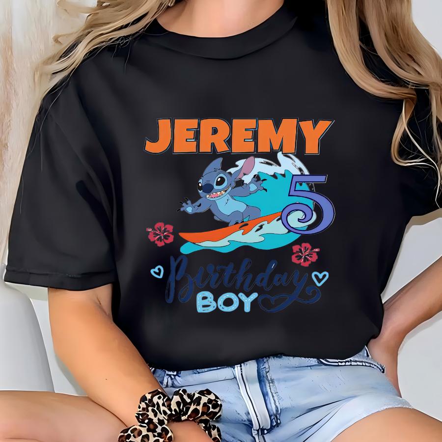 Personalized Stitch Birthday Boy Tshirt, Stitch Birthday Boy Outfit, Custom Family Birthday Party Tee, Family Matching Birthday Shirt T-shirt