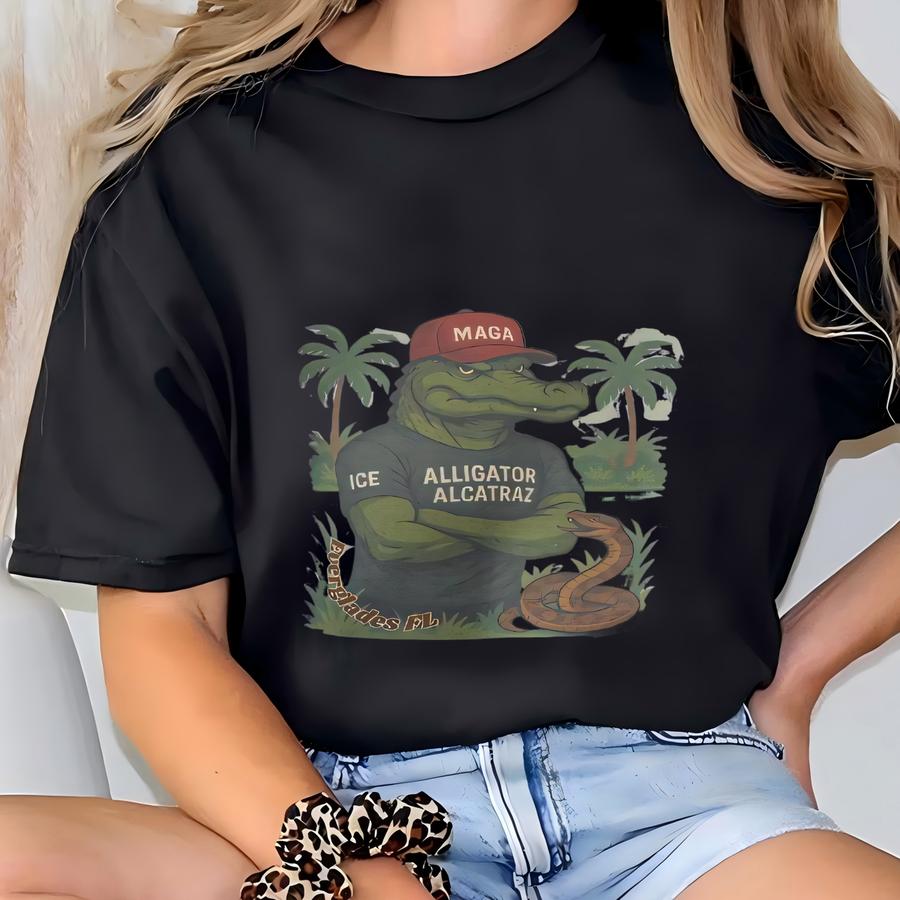 Alligator Alcatraz Unisex Softstyle Crewneck Sweatshirt For Political Fan Gifts For Republicans And Florida Fans, Fun Political Gift Ideas T-shirt