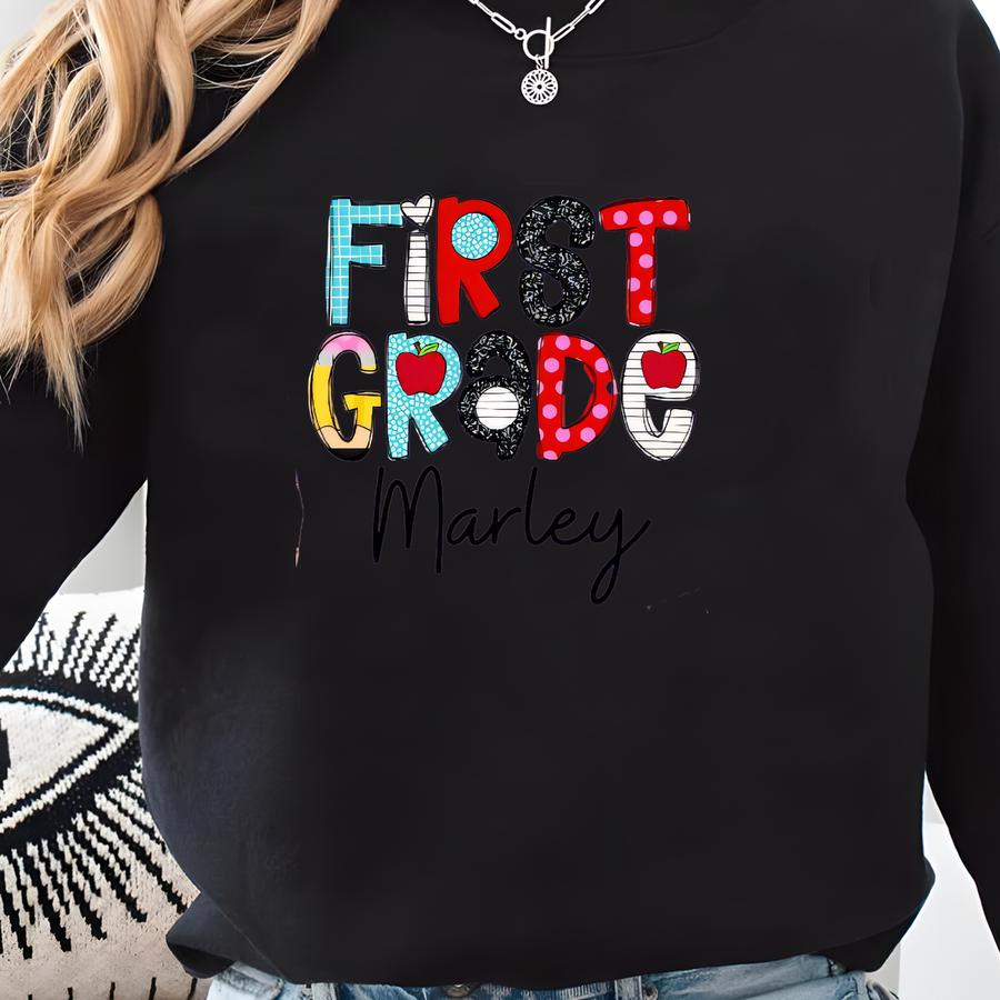 ® Custom First Grade Shirt, Personalized 1st Grade Teacher Shirt, 1st Grade Back To School Toddler Tee, Custom Kids Name Shirt Sweatshirt