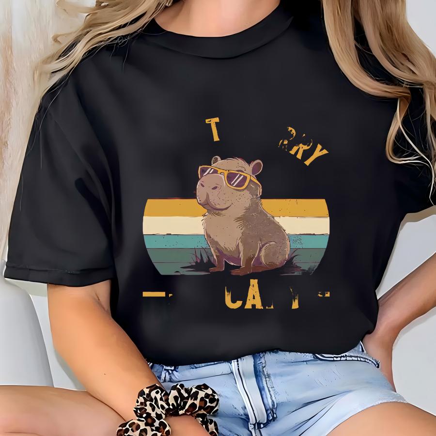Don't Worry Be Capy Shirt, Capybara Shirt, Funny Aimal Tee, Animal Lover Shirt, Capybara Lover, Cute Girls Shirt, Humorous Shirt, Fun Gift T-shirt