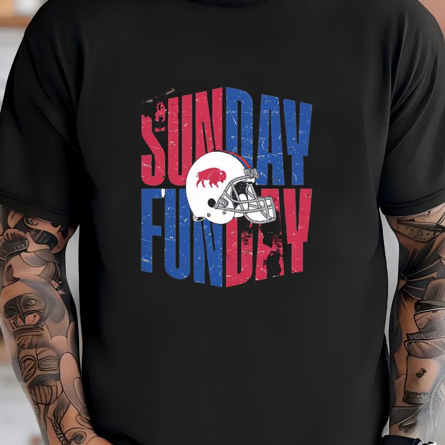 Sunday Funday Football Bills Unisex Hoodie, Buffalo, Game Day, Over Sized Unisex Tee, 716, Buf, , Sports Fan Shirt, Vintage T-shirt