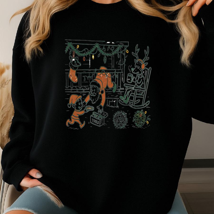 Christmas In Sweatshirt: Southern Holiday Porch Scene Sweatshirt