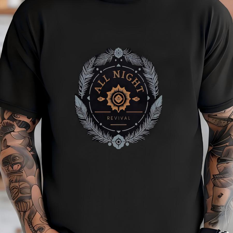 All Night Revival Flowy Tank, Concert Merch, Women's Flowy Scoop Muscle Tank Top, Western Floral Tank, Red Dirt Music Shirt, Boho Feathers T-shirt