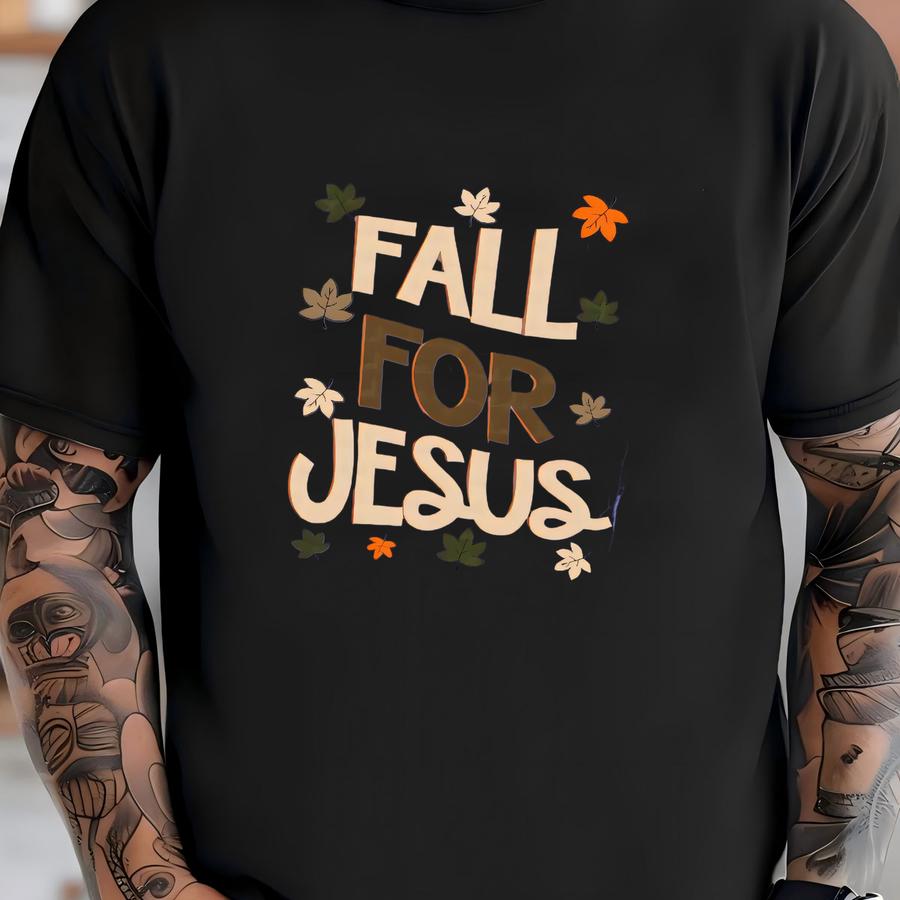 Fall For Jesus Png | Fall | Thankful | | Grandmillennial | Hand Drawn | Turkey Day | Halloween | Spooky | Autumn | Jesus | Cross T-shirt