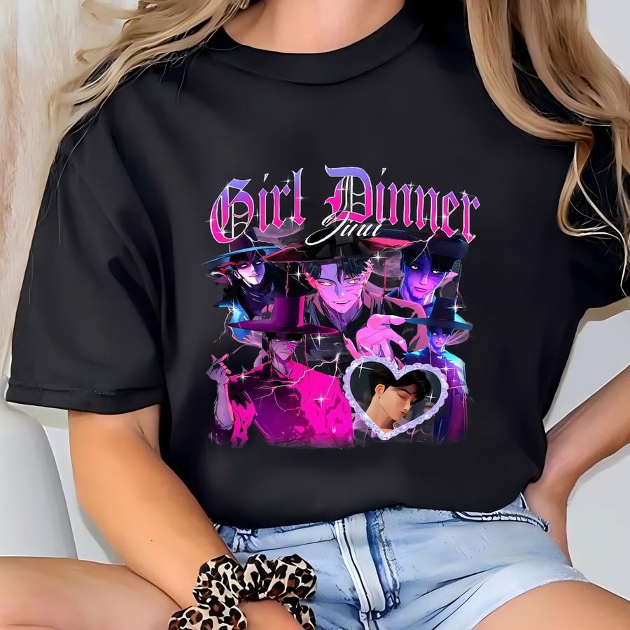 Girl Dinner Jinu Unisex Hoodie, Kpop Demon Hunter Villain Tee, Gothic Fantasy K-drama Fan Art Shirt, Demon Bias Aesthetic Top T-shirt