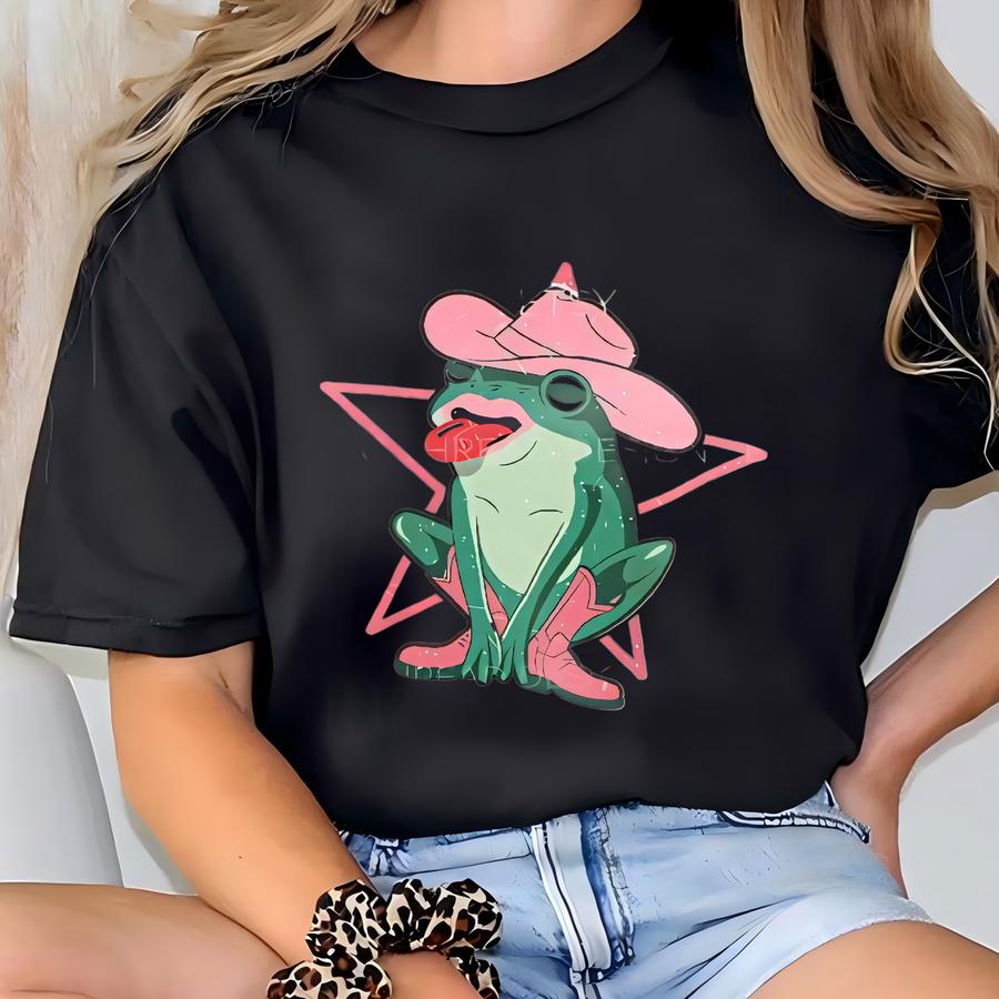 Cowgirl Frog Shirt, Frog T Shirt, ®, Frog Shirt For Women, Silly Frog Hoodie, Frog Lover Shirt, Howdy Frog, Retro Frog Shirts T-shirt