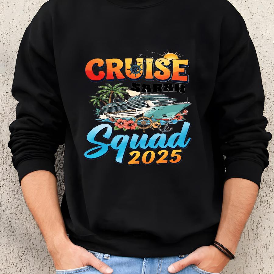 Custom Cruise 2025 Shirt: Retro Group Trip Sweatshirt