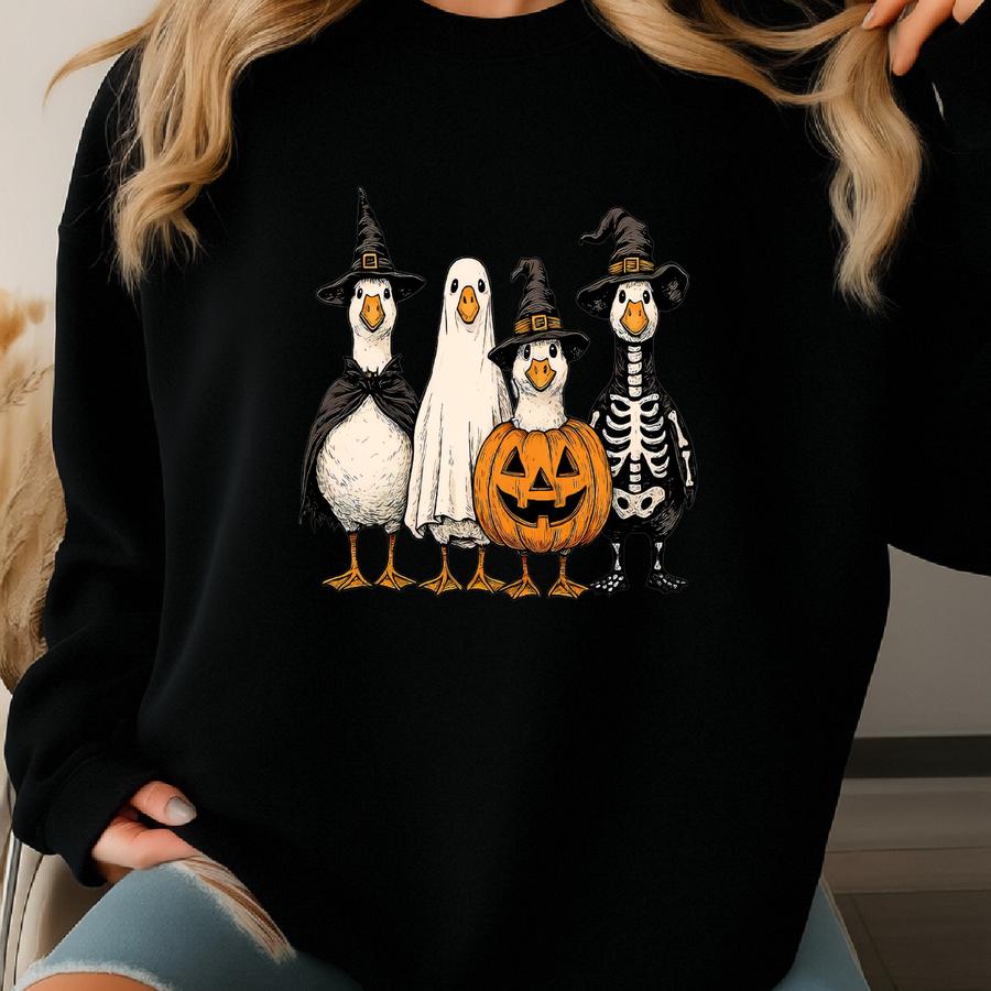 Shirt, Boo Ghost Goose Shirt, Halloween Goose, Spooky Goose Tee, Skeleton Goose, Witch Goose Tee, Pumpkin Goose, Ghost Duck Sweatshirt
