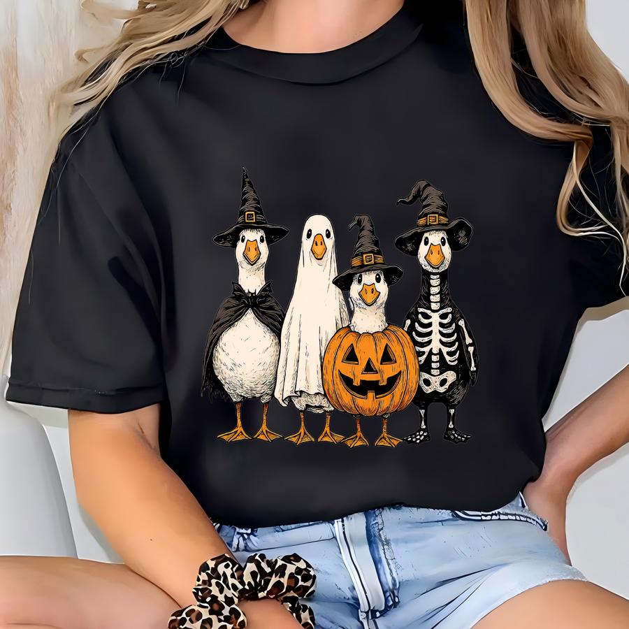 Shirt, Boo Ghost Goose Shirt, Halloween Goose, Spooky Goose Tee, Skeleton Goose, Witch Goose Tee, Pumpkin Goose, Ghost Duck T-shirt