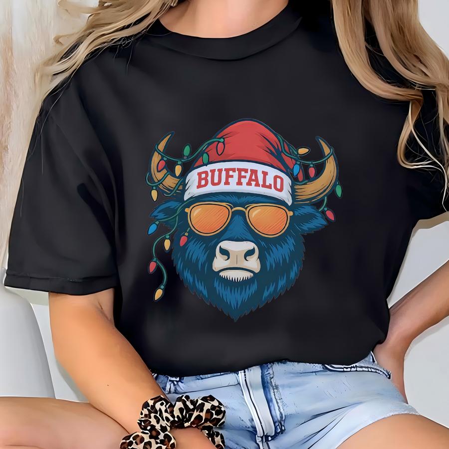 Funny Buffalo Christmas Sweatshirts, Womens Buffalo Football Shirt Men, Buffalo Mascot Tshirts, Buffalo Clothing Gifts, Family Holiday Tees T-shirt