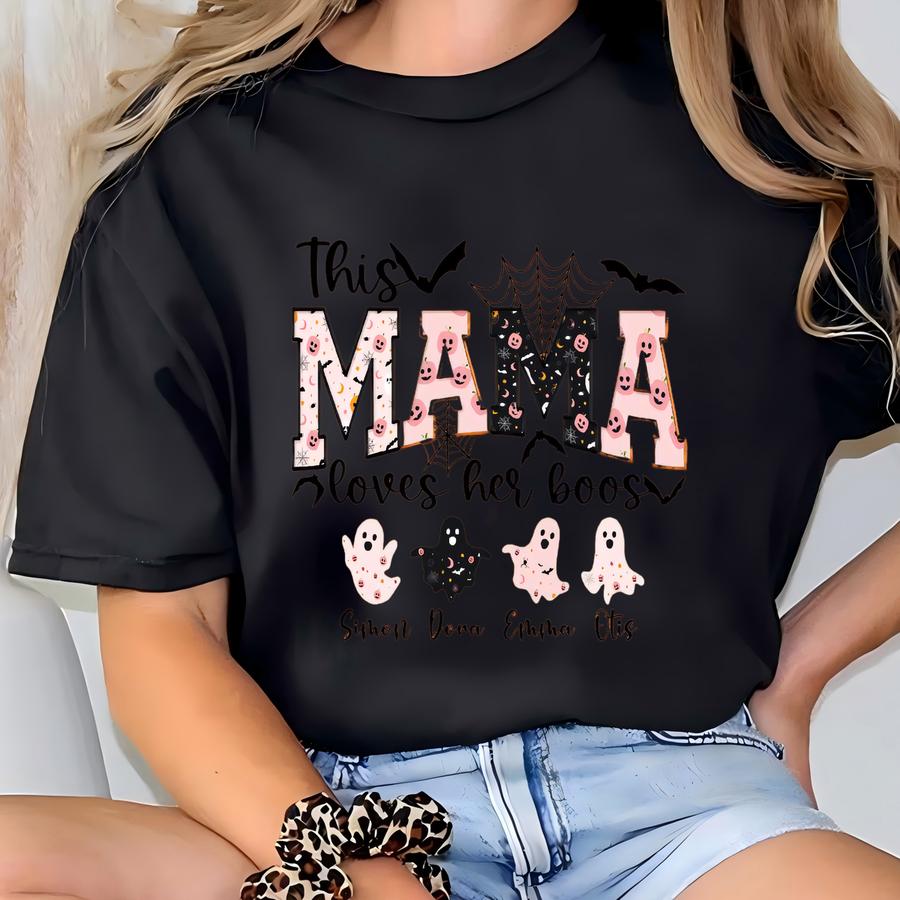 Custom Halloween Mama Shirt: Spooky Season Personalized Mom Tee T-shirt