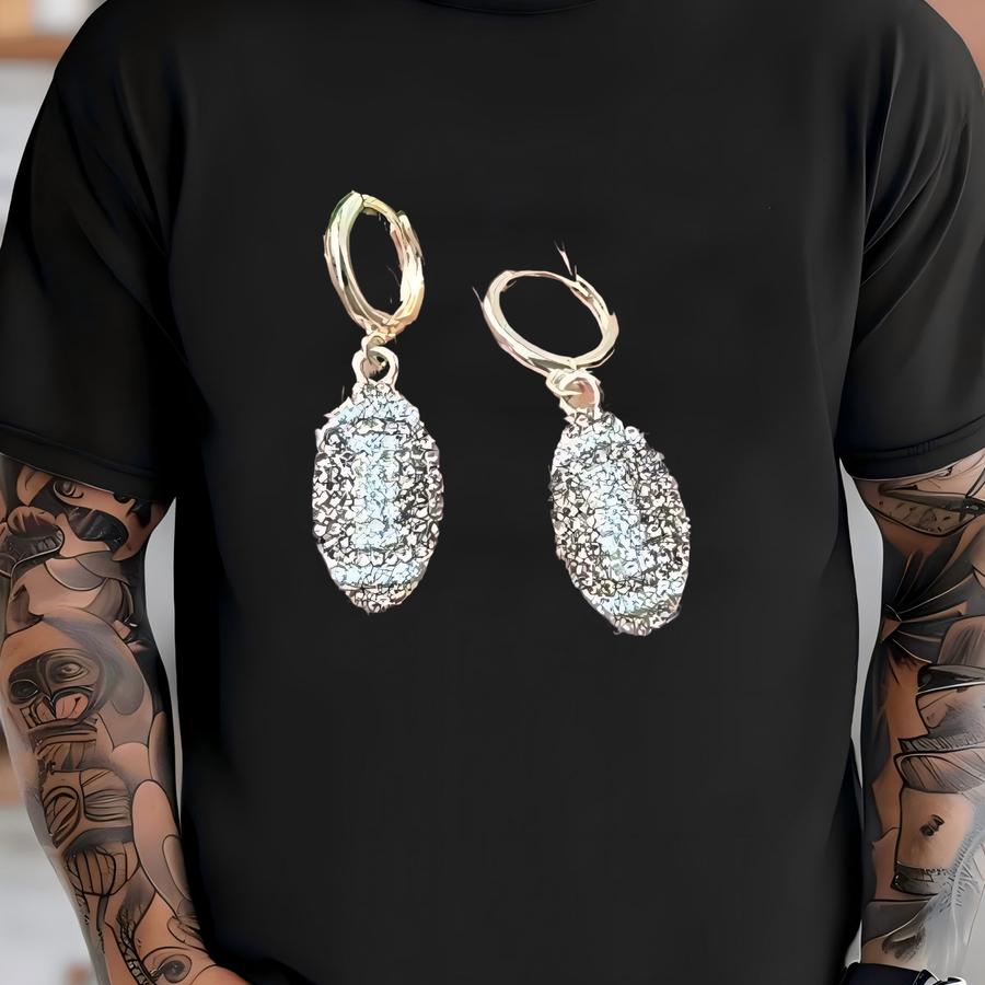 Rhinestone Football Gameday Game Day Huggie Hoops T-shirt