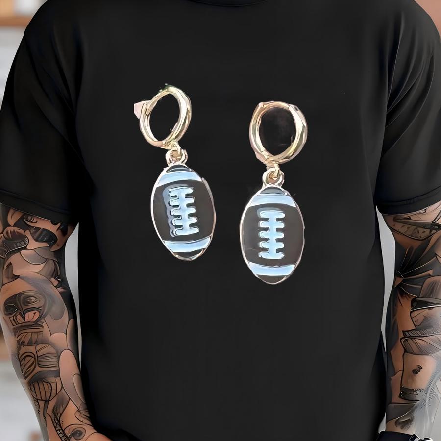 Football Enamel Gameday Game Day Huggie Hoops T-shirt