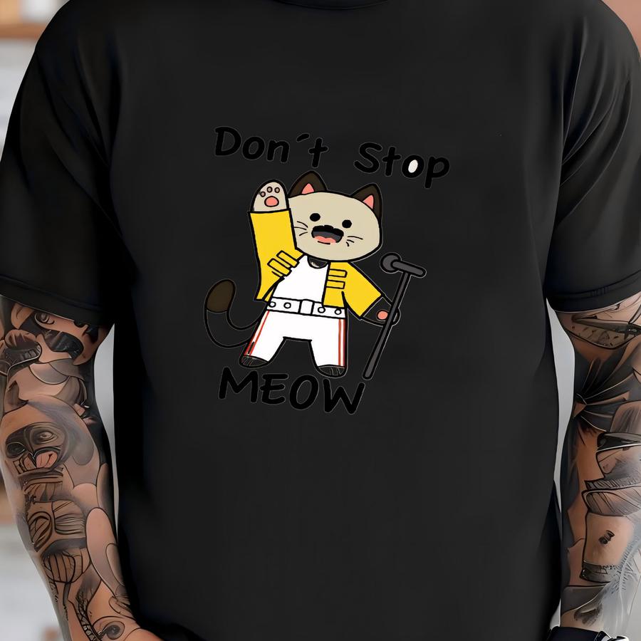 Funny Cat Shirt, Cat Lover Gift For Men Women, Freddie Mercury T Shirt Gift For Cat Owners, Cat Mom T Shirt, Queen Tshirt, Meow Tee, Cat Dad T-shirt