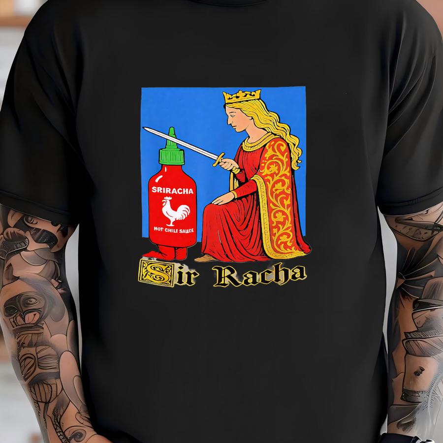 Sriracha Medieval Art Hoodie: Chili Sauce Meme, Retro Style T-shirt