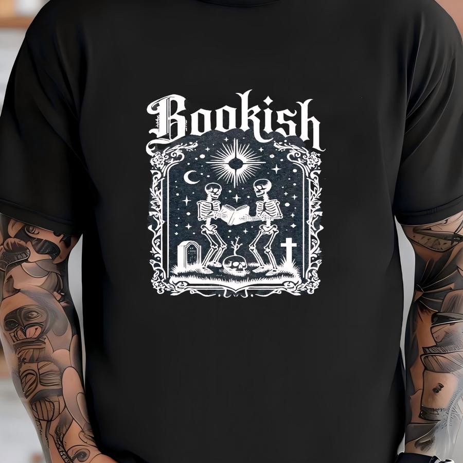 ® Shirt, Bookish Dark Skeleton Shirt, Book Club Shirt, Skeleton Reading Tee, Skeleton Book Shirt, Dark Academia, Book Lover T-shirt