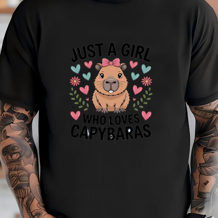 Just A Girl Who Loves Capybaras Hoodie, Cute Capybara Shirt, Capybara Lovers Shirt, Funny Animal Shirts, Capybara Gift, Animal Lover Shirt T-shirt