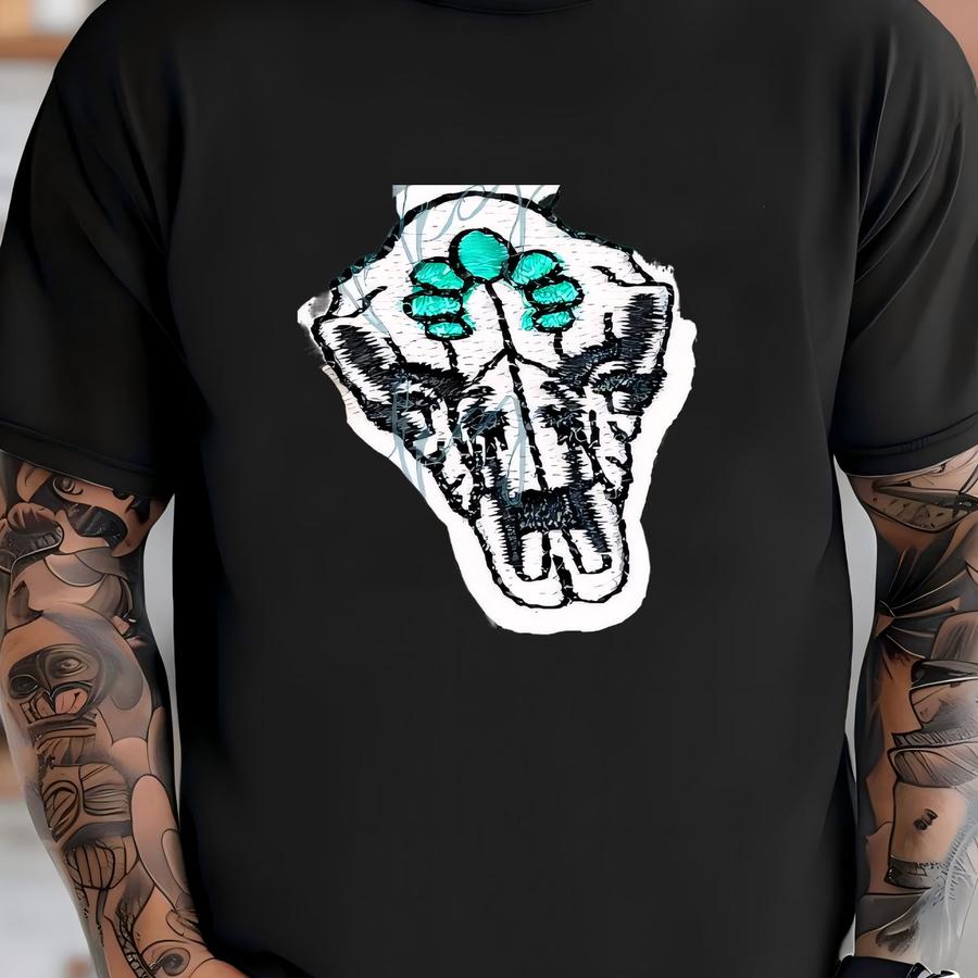 Turquoise Antlers Skull Patch - Iron On - Medium - Black White Turquoise - Patch Accessory - Trucker Hat - Y - Western T-shirt