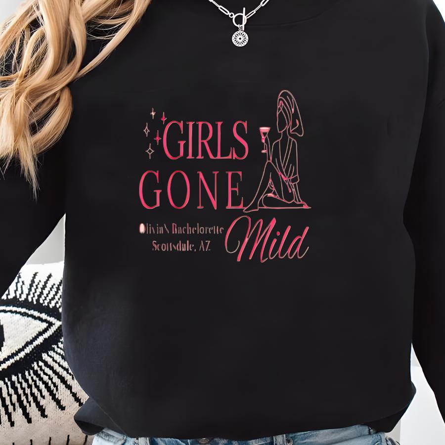 Girls Gone Mild Bachelorette Tee, Custom Cotton Canvas Tee, Bachelorette Gifts For Bridesmaids, Bachelorette Party Favorss Sweatshirt