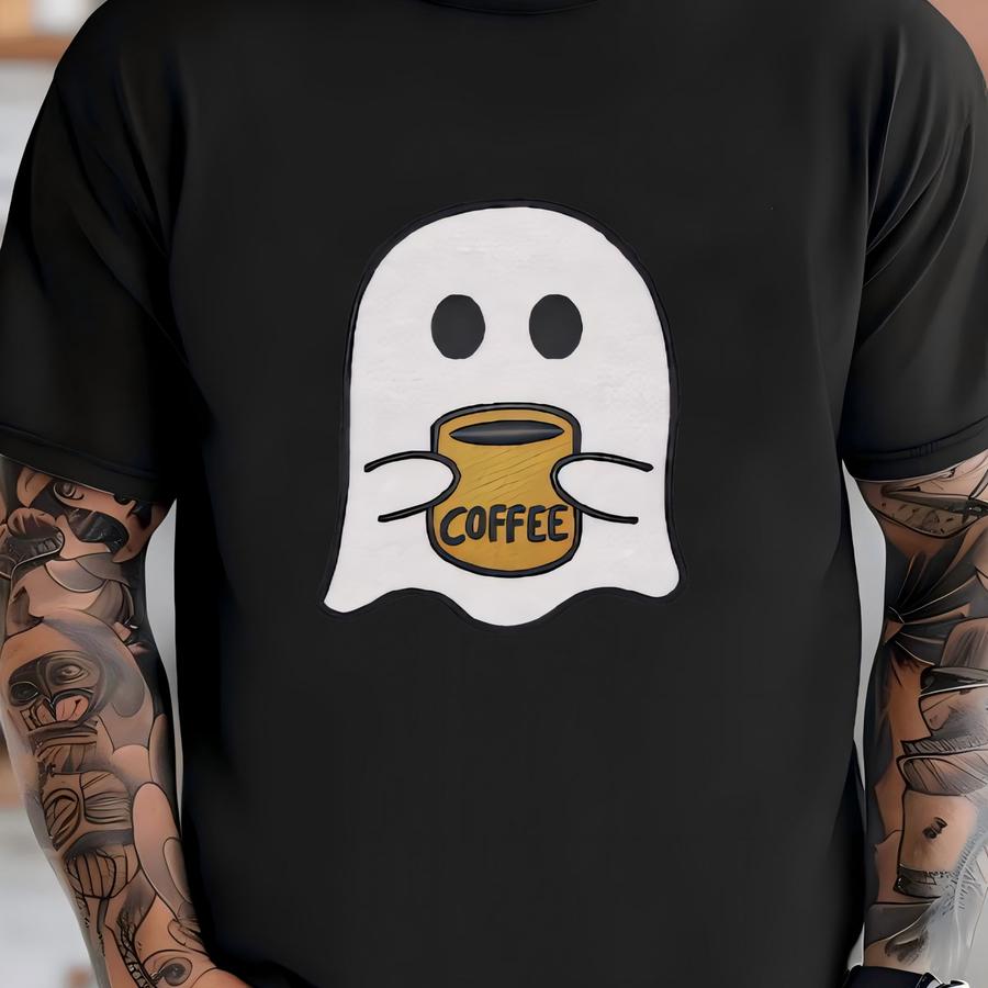 Halloween Ghost Coffee Hoodie:  Fall Tee T-shirt
