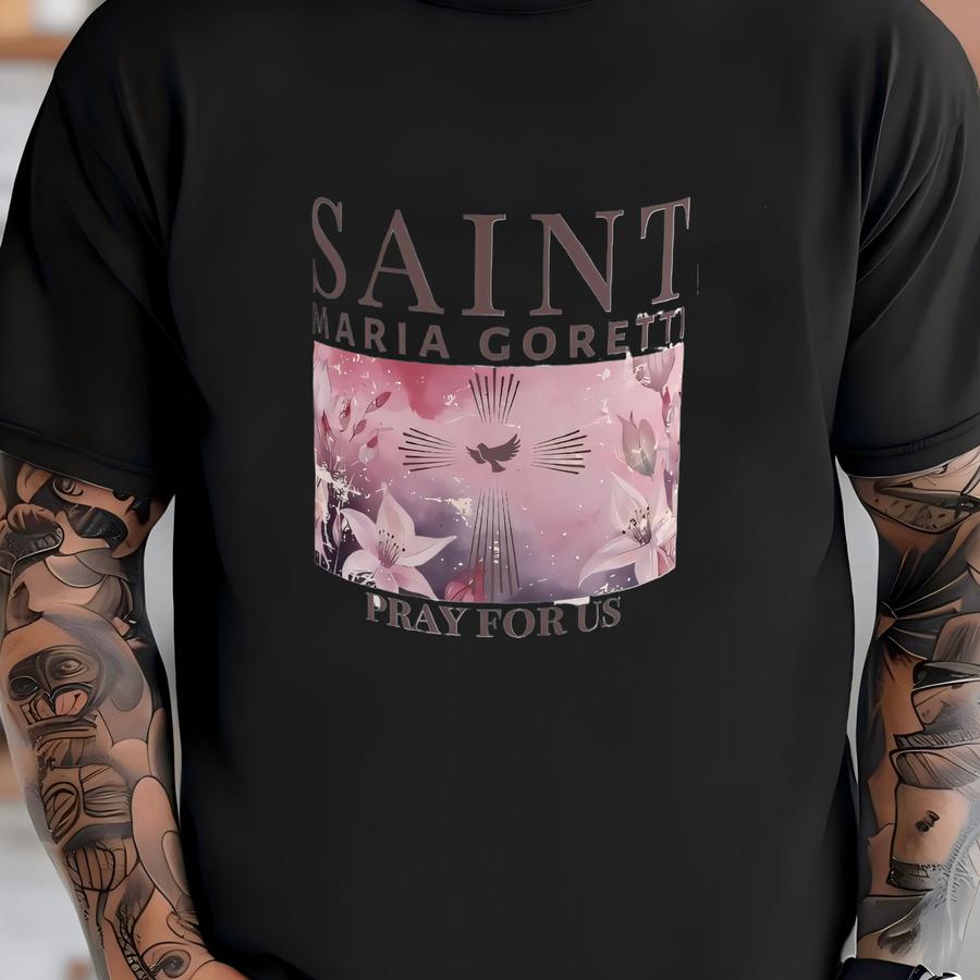 Saint Maria Goretti 15oz Catholic Faith Mug | Patron Saint Of Chastity, Forgiveness, Survivors, Youth | Inspirational Quote Gift For Women T-shirt