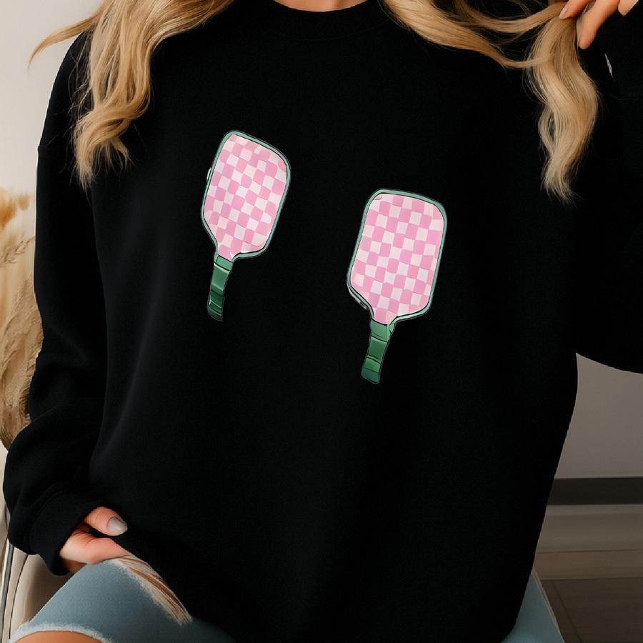 Pickleball Crop Top: Pink White Party Shirt Sweatshirt