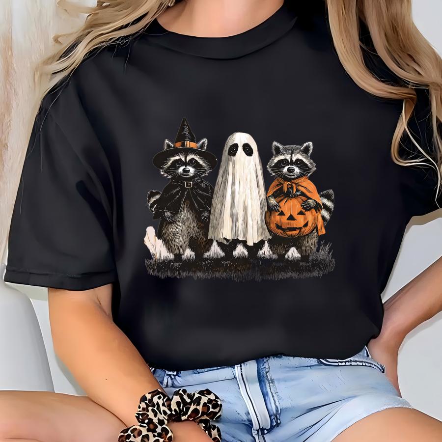Spooky Raccoon Ghost Shirt: Retro Halloween Tee Or Sweatshirt T-shirt
