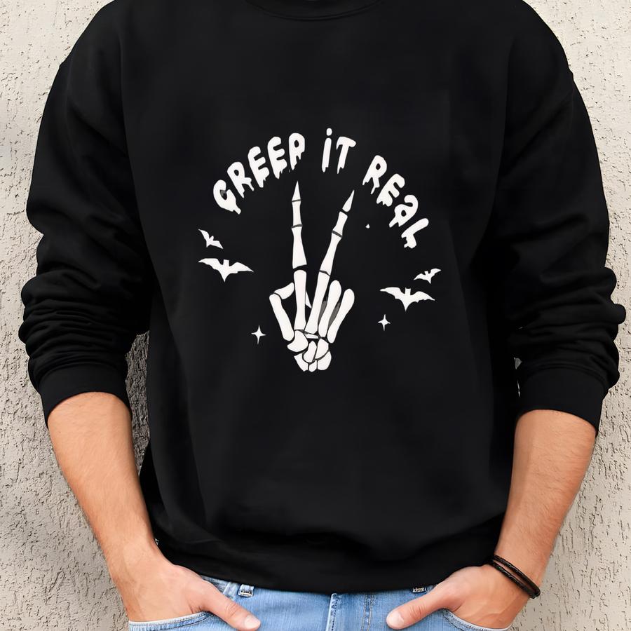 Creep It Real Shirt, Skeleton Hand Halloween Tee, Spooky Y , Cute Halloween Shirt Gift Sweatshirt