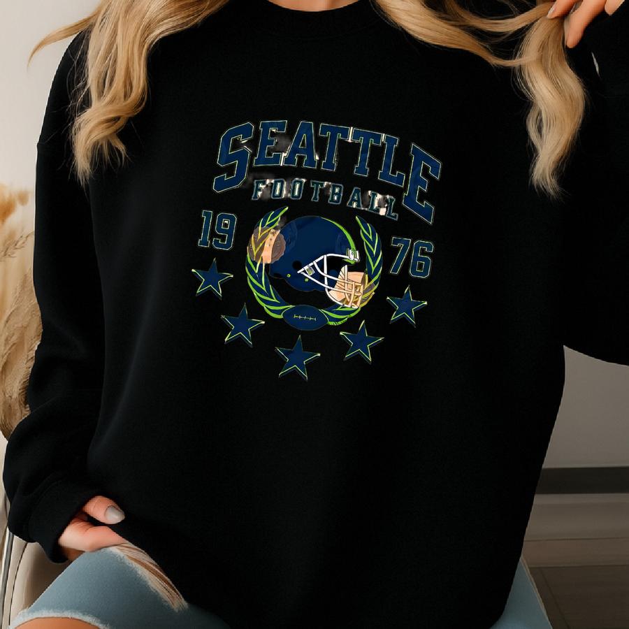 Seattle Football Crewneck Sweatshirt For Woman And Kids, Game Day Shirts, Football Fan Sports Gear, Seattle Sweater,gy Hawk Apparel Sweatshirt
